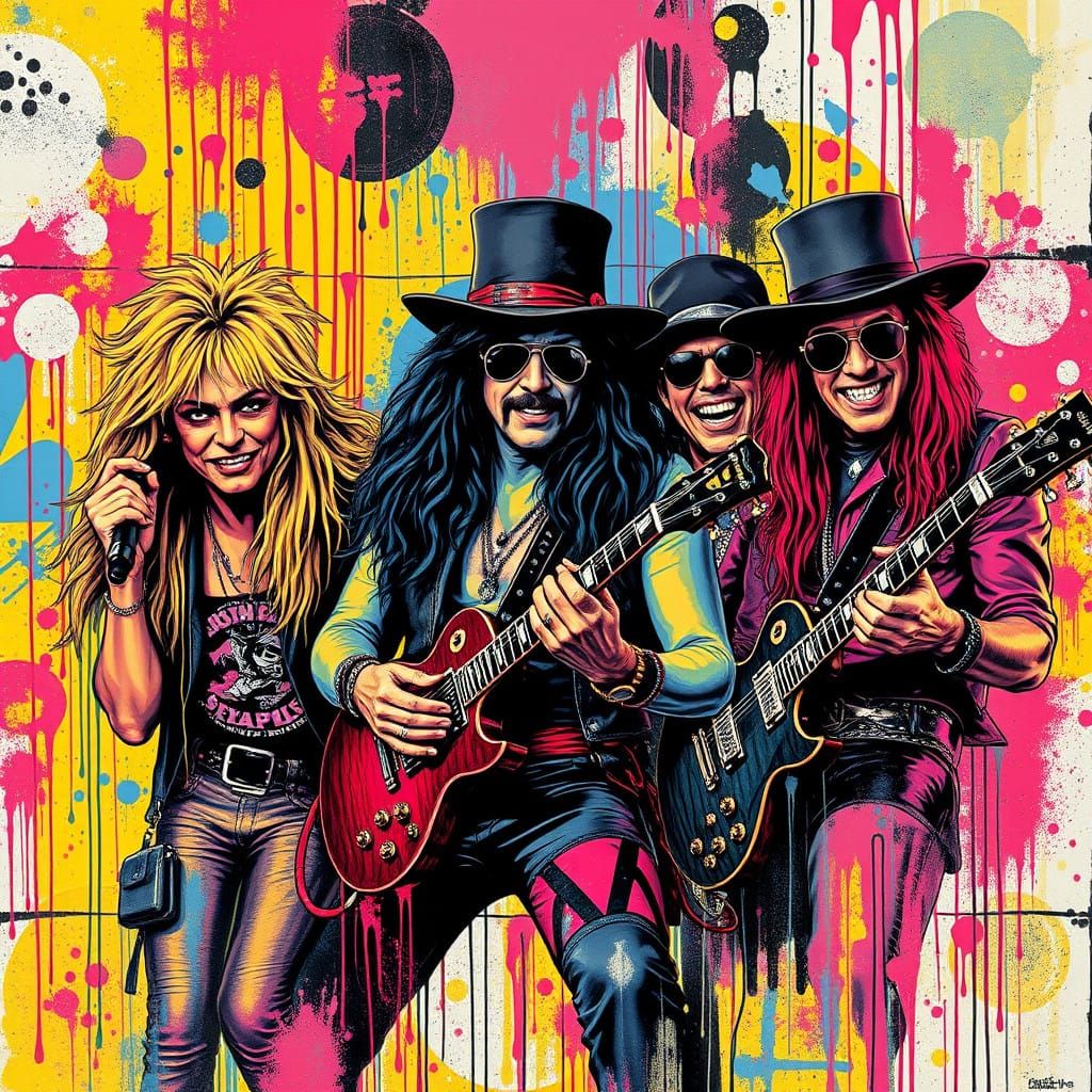 Legendary Rockers in a Vibrant Graffiti Scene