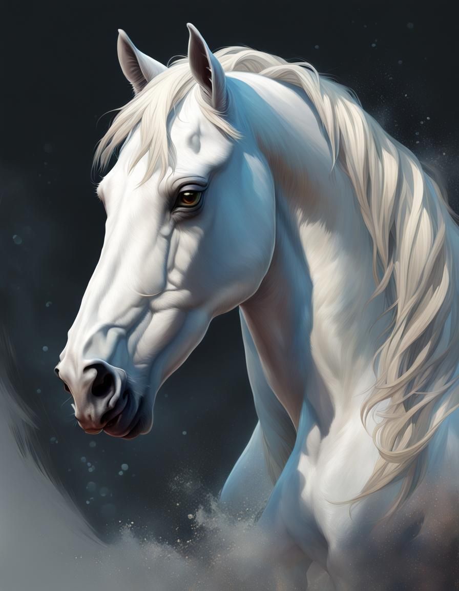 Majestic White Stallion in Triadic Colors