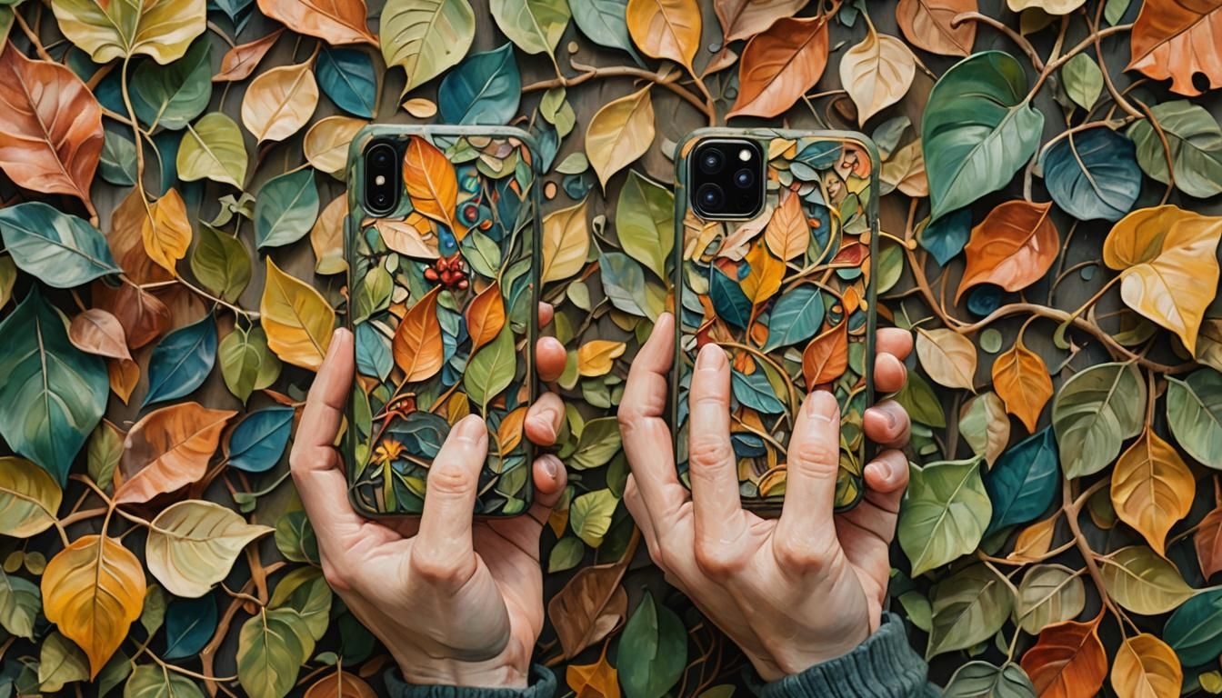 Biodegradable Phone Grip in Whimsical Oil Painting Style