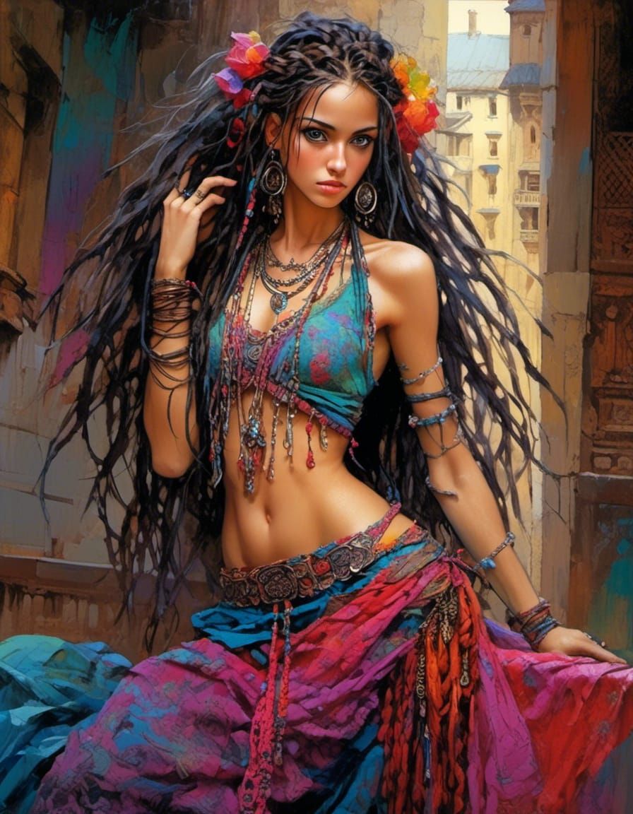 Ethereal Belly Dancer in Whimsical Ballerina Attire