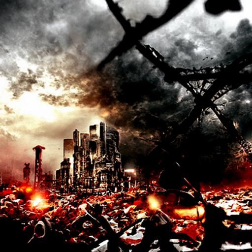 Rusty Metal Ruins in a Post-Apocalyptic Dystopian Landscape