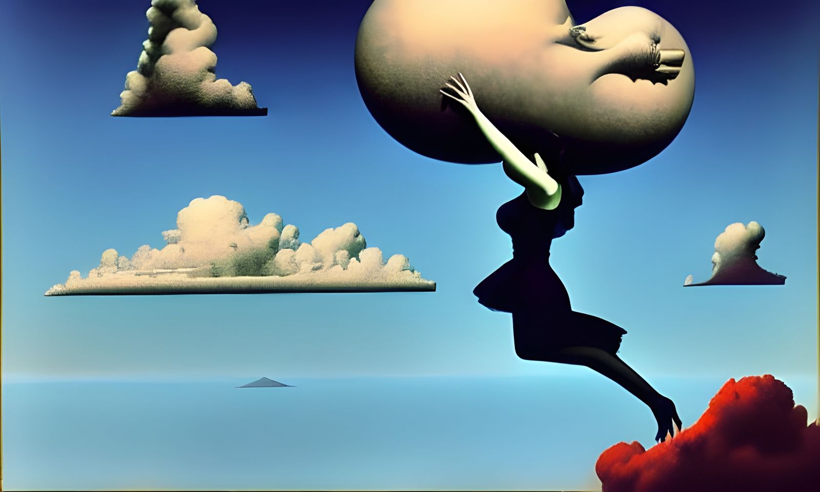 Surreal Hyperrealistic Portrait in a Postmodernist Cloudy Bl...