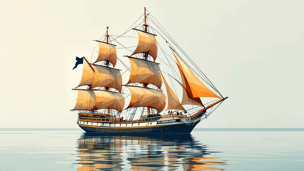 Geometric Sailing Ship in Calm Waters