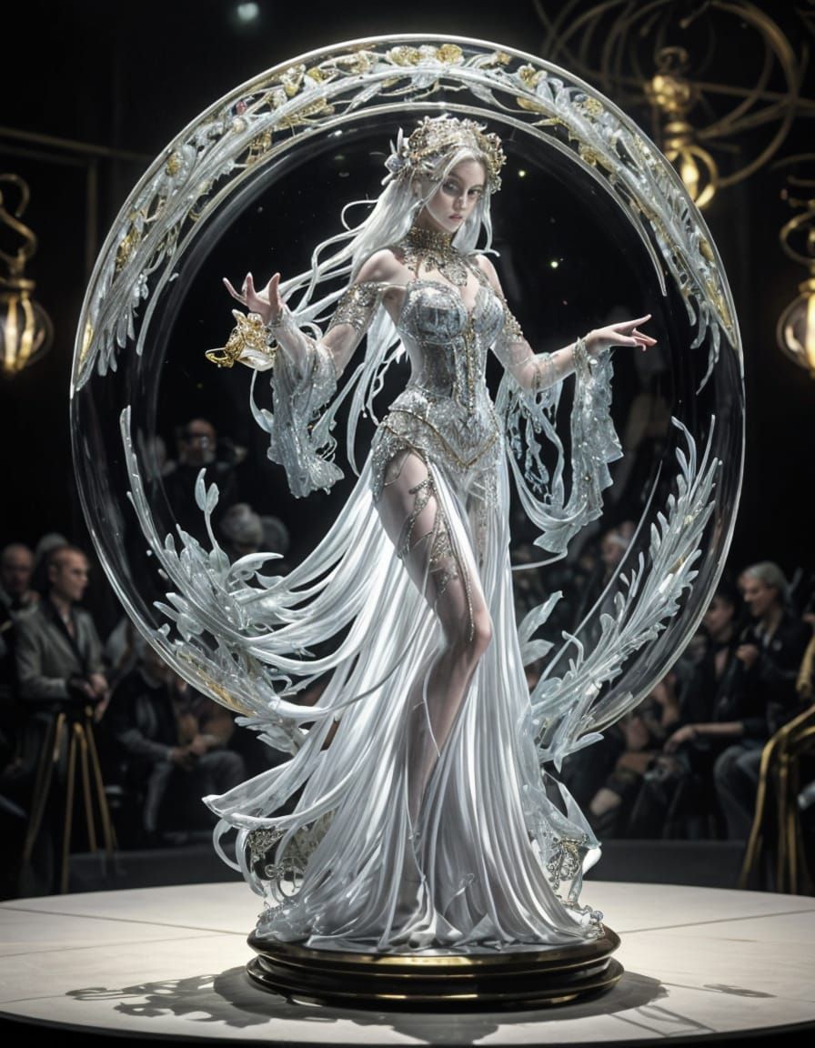 Ethereal Woman in Art Nouveau Setting with Futuristic Accent...