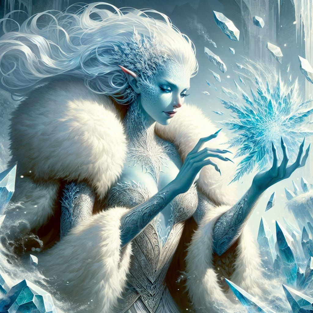 Elegant Frostmaiden in Winter Wonderland