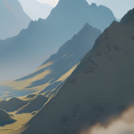 Sunrise over the mountains Unreal Engine Eldritch gouache 8k...