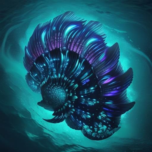 Glowing Deep-Sea Snail in Neon Hues