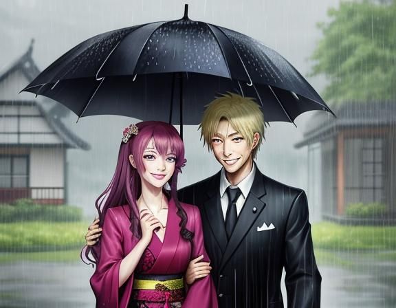 Rainy Day Anime Family Portrait