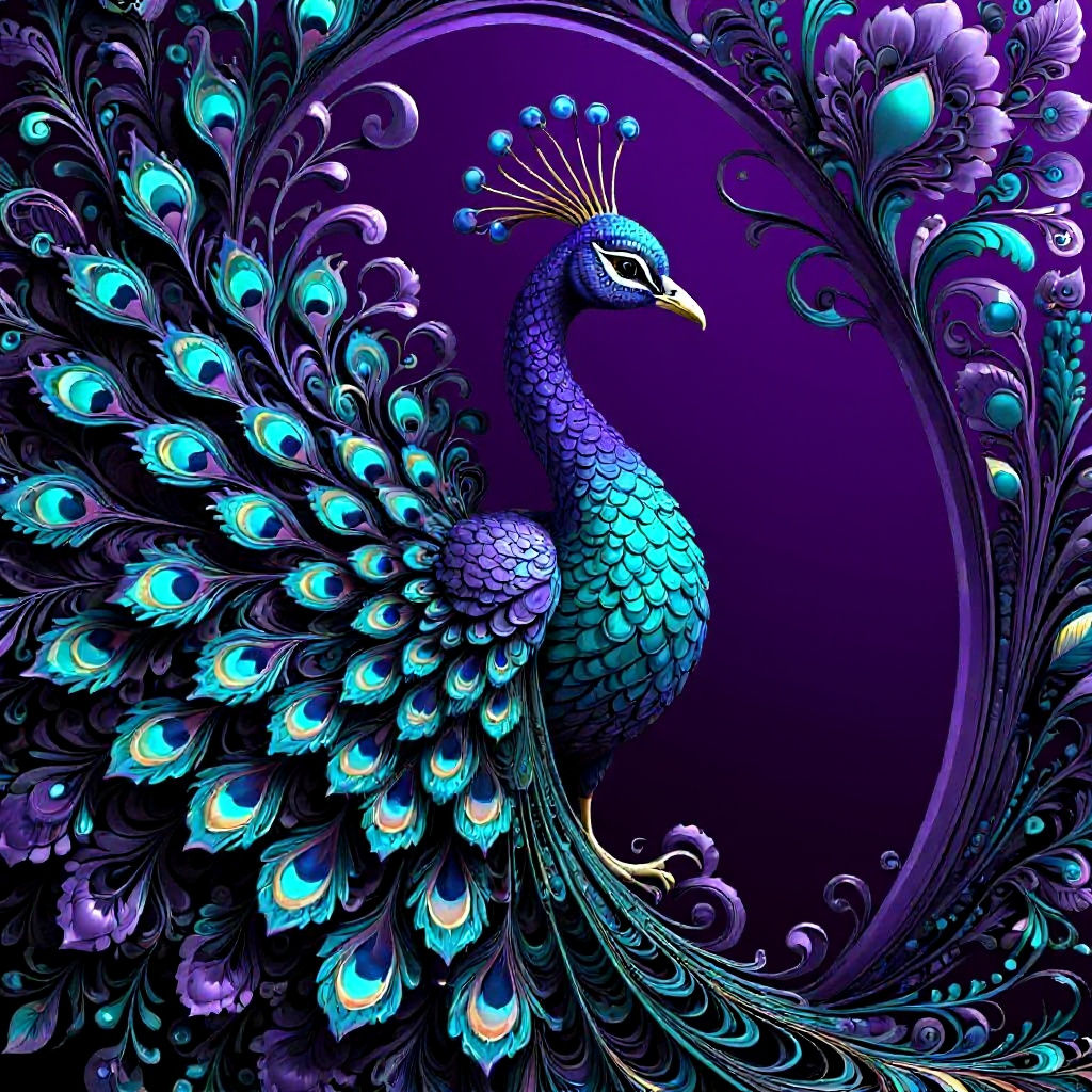 Art Deco Peacock Design in 3D