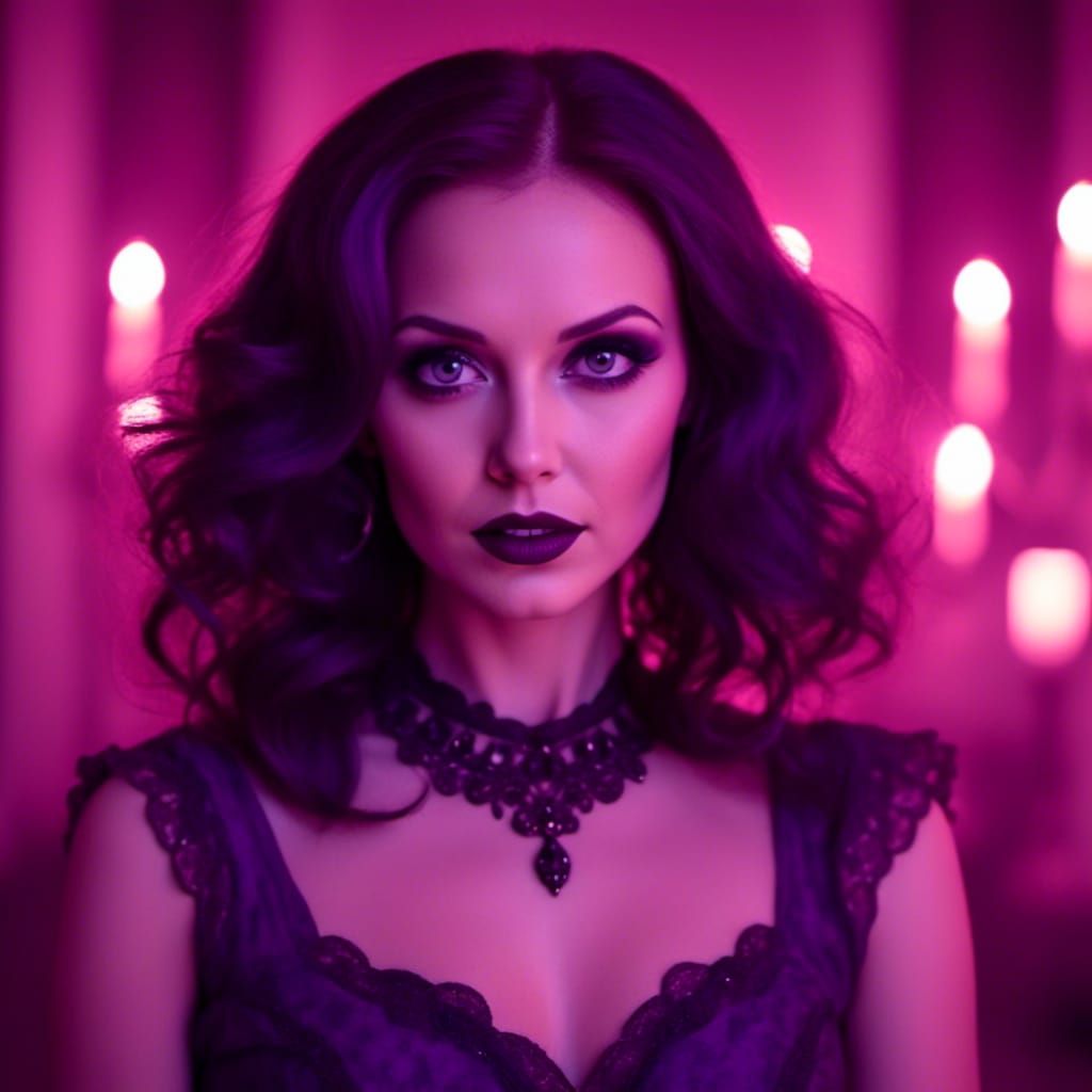 Ethereal Vampire in Velvety Purple Attire