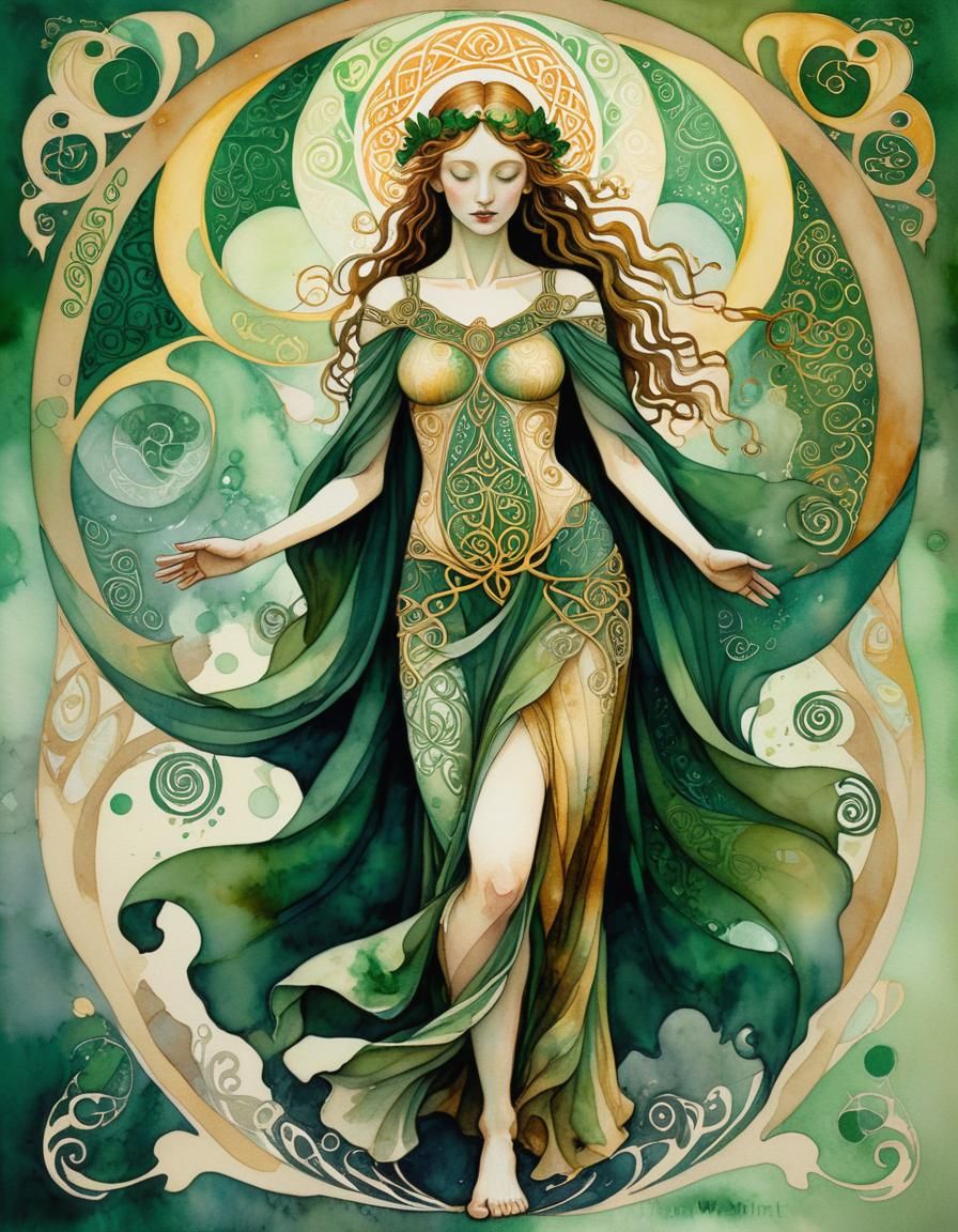 Ethereal Goddess in Whimsical Romanesque Style