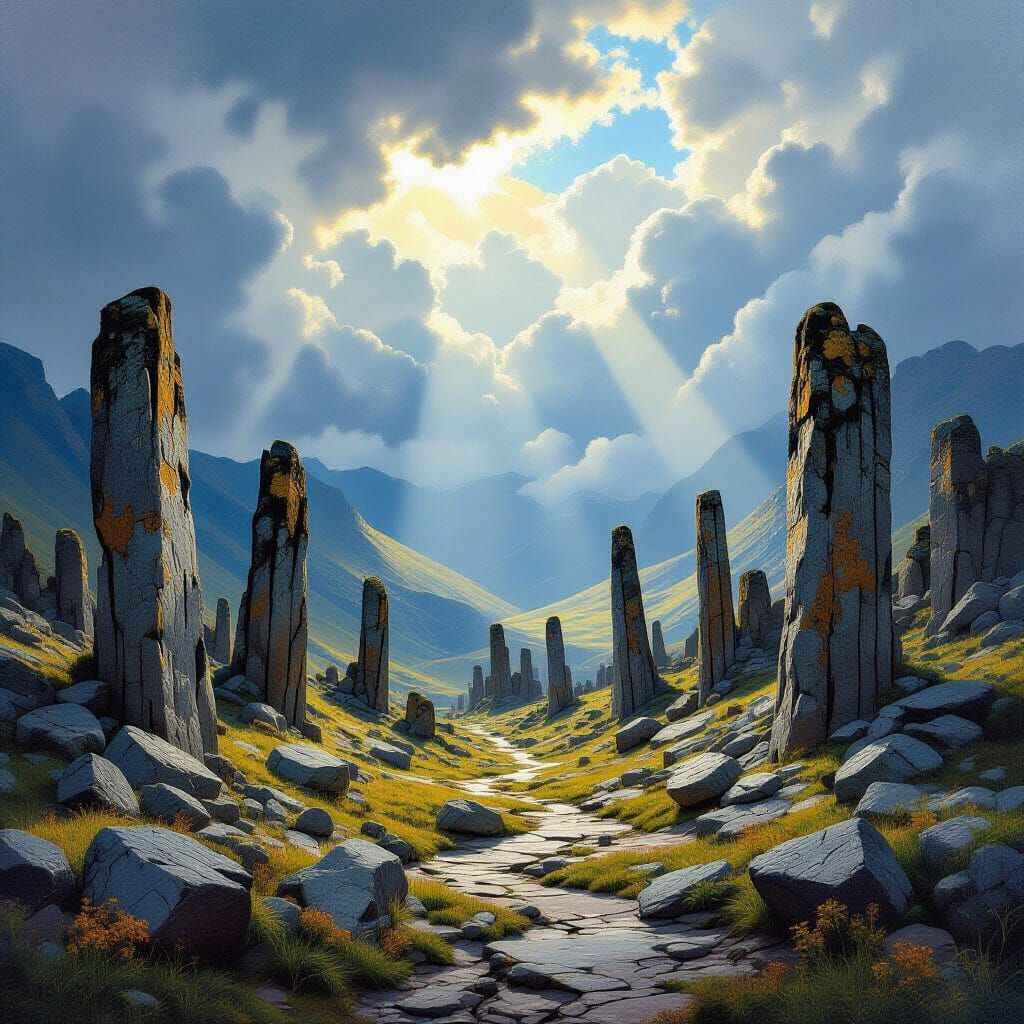 Andean Petrified Forest Landscape in Romantic Style