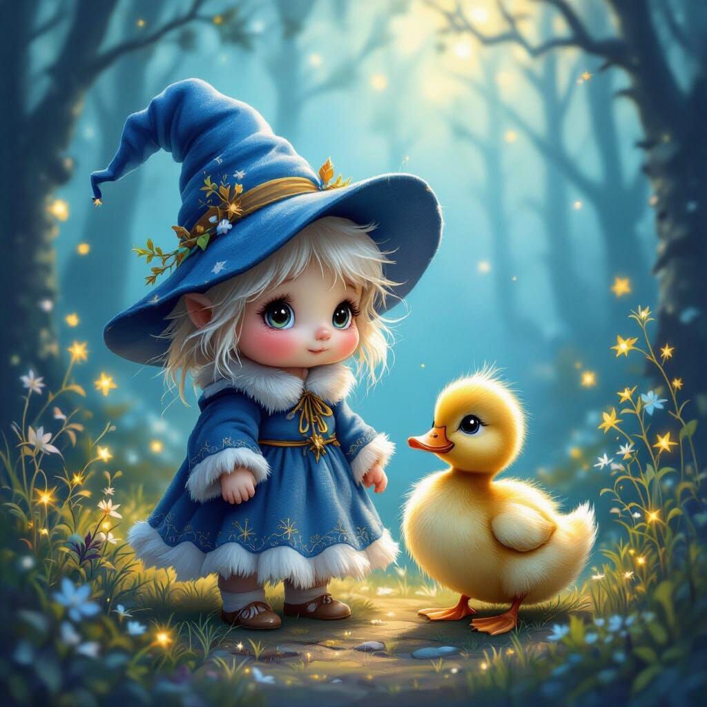 Enchanting Baby Witch in Magical Forest