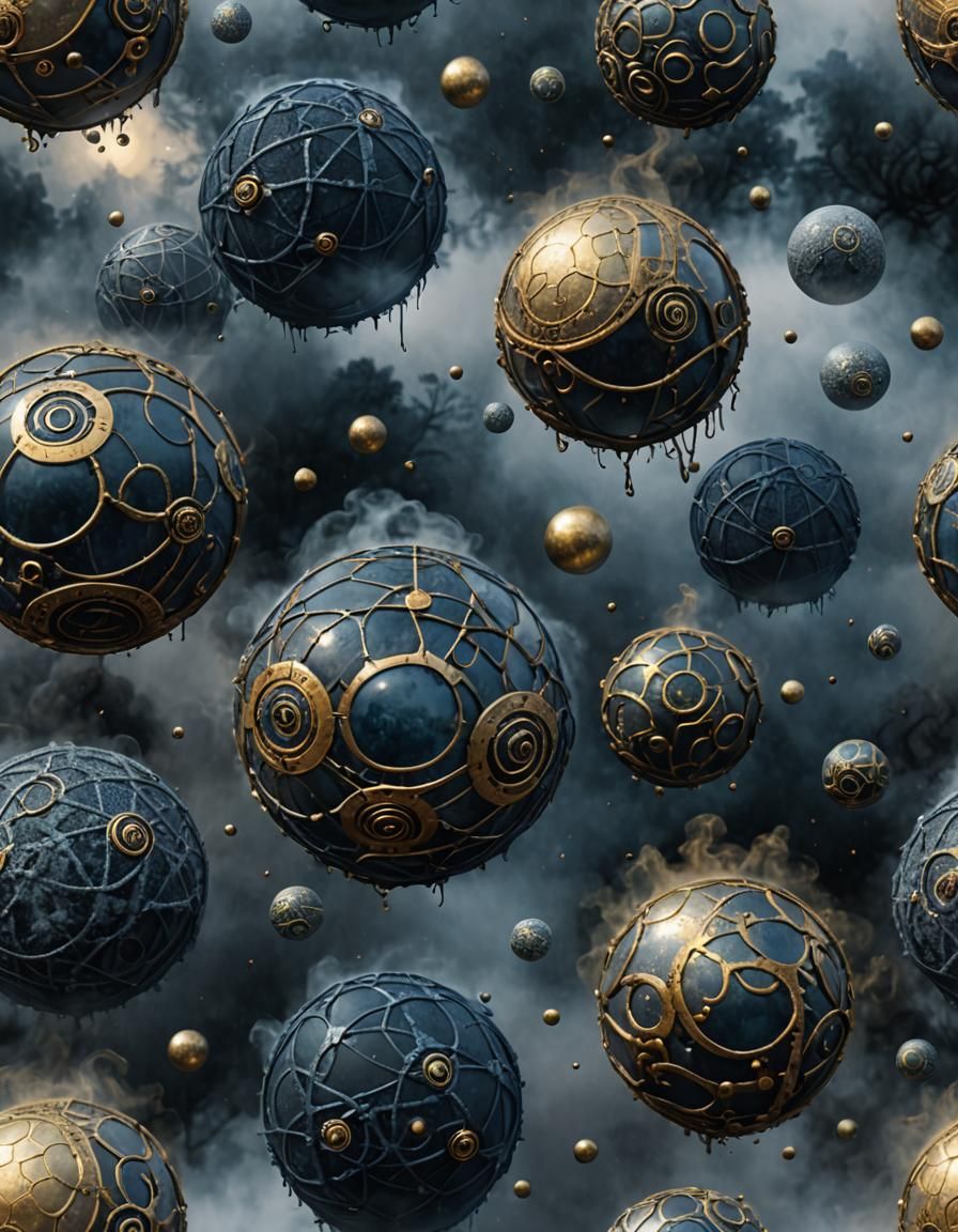 Surreal Orbs Dance Through Ethereal Fog in Celestial Hues