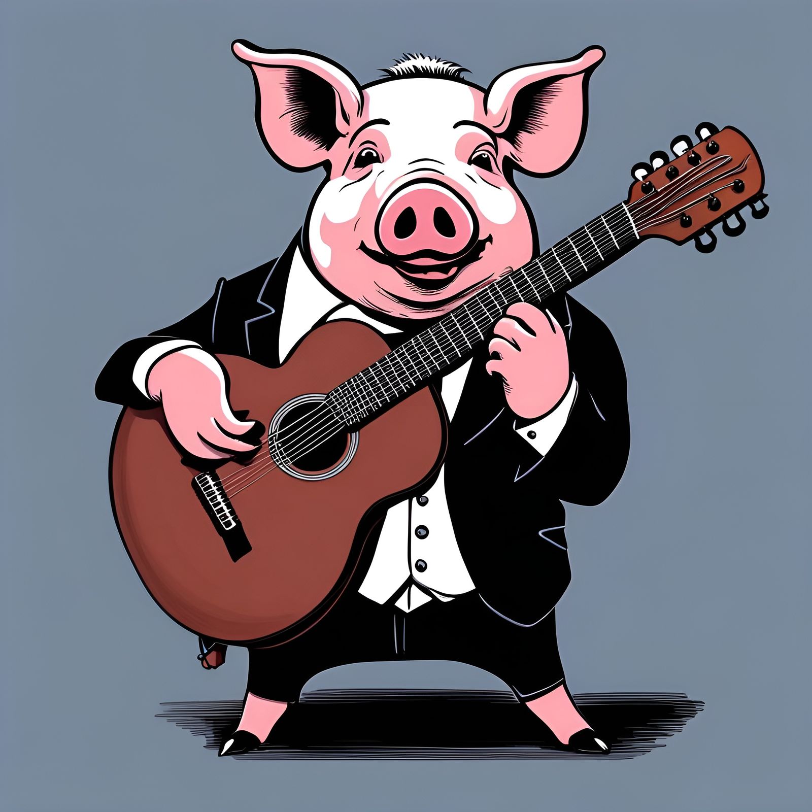 Pig in Tuxedo Plays Guitar