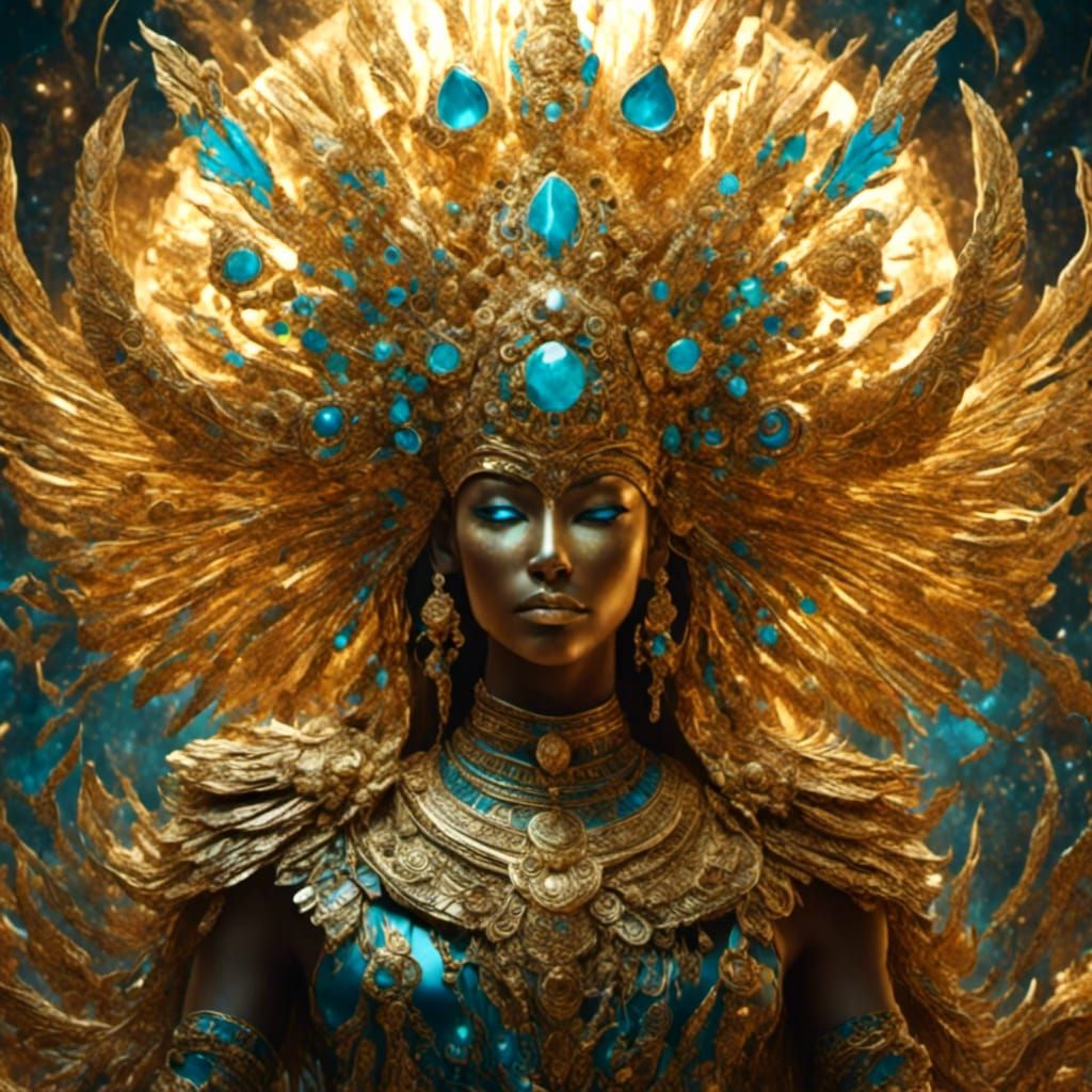 Hyperreal Egyptian Gods Depicted in a Futuristic Setting