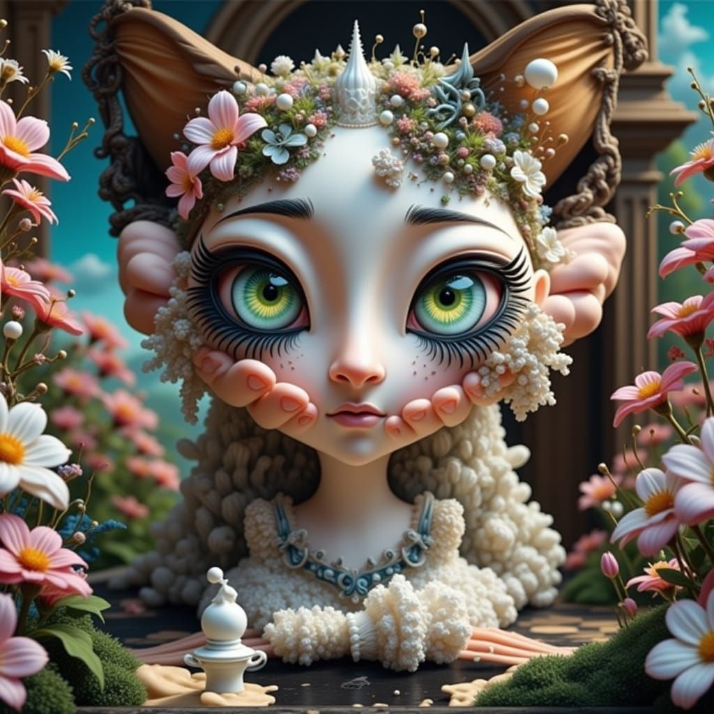 Hyperreal Chessboard Goddess Melts Pieces