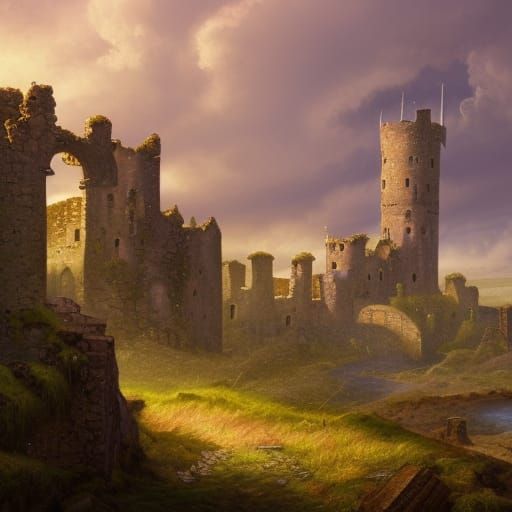 Ruined Castle in Purple Moors: Renaissance Art