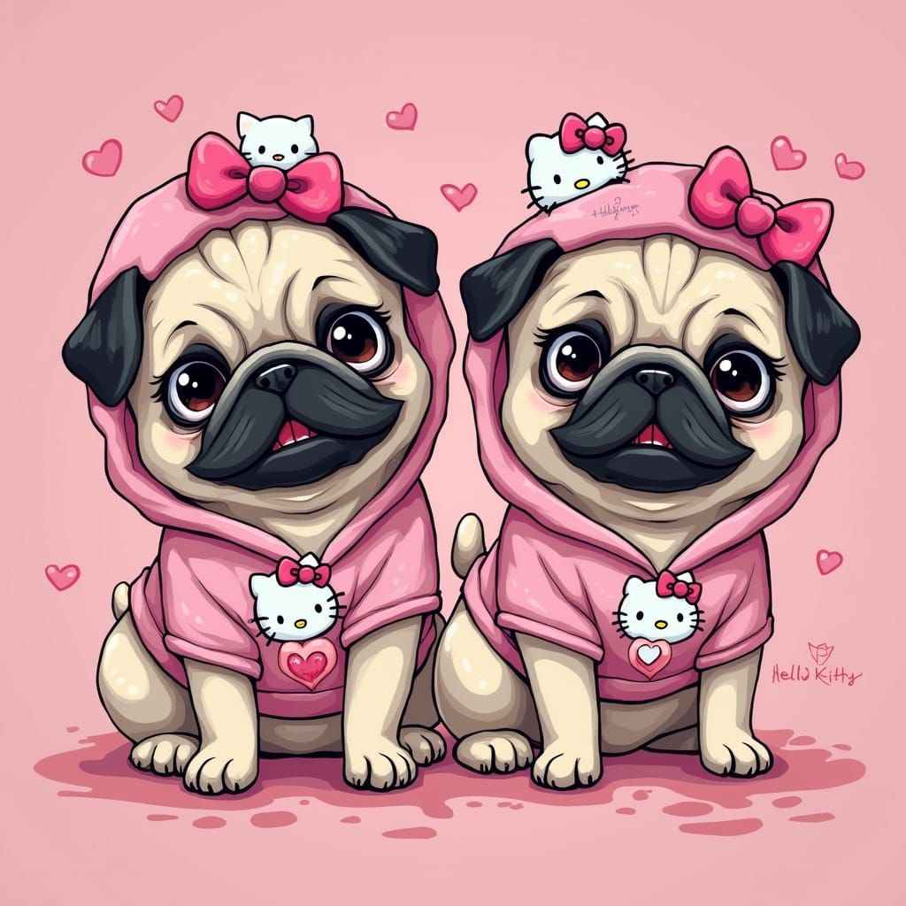 Pugs in Hello Kitty Costumes: A Superflat Dream
