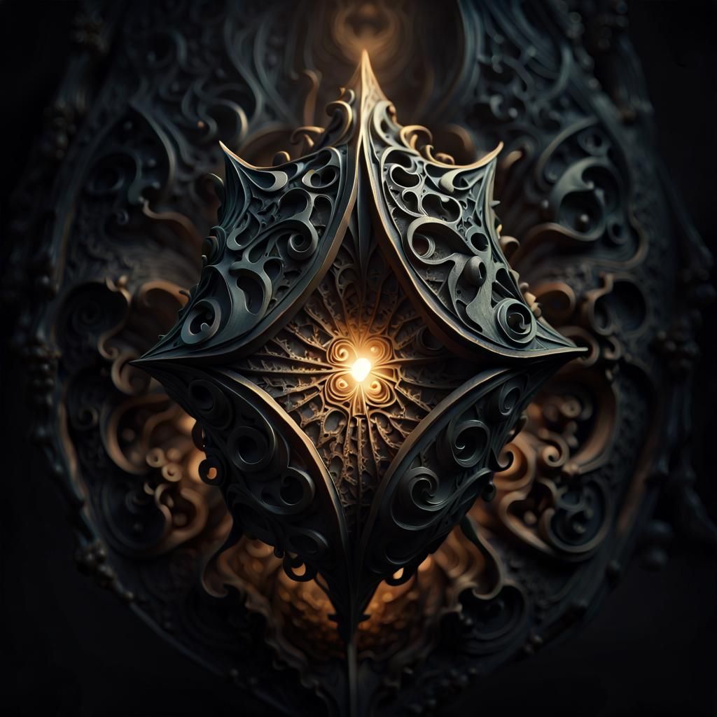 Gothic Dark Fantasy Object Illuminated by an Otherworldly Gl...