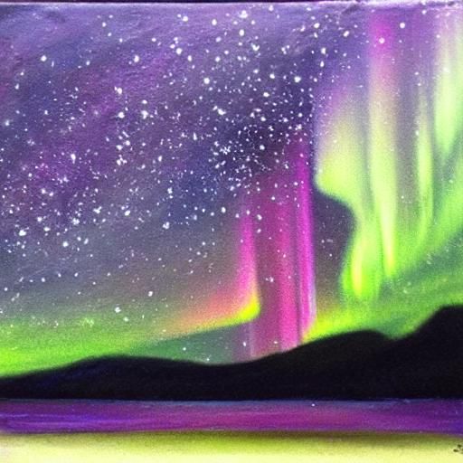 Pastel Northern Lights Scene with Cozy House in the Snow