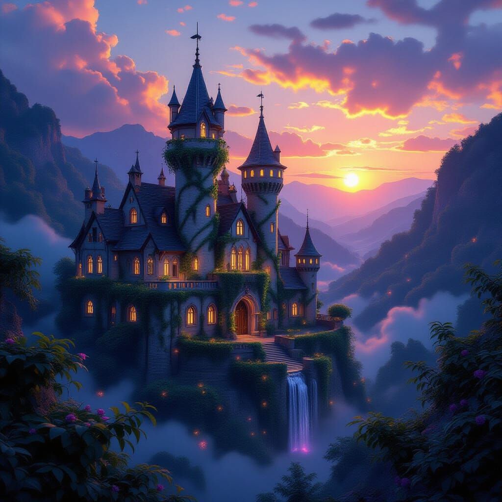 Luminescent Castle in Hidden Valley at Sunset