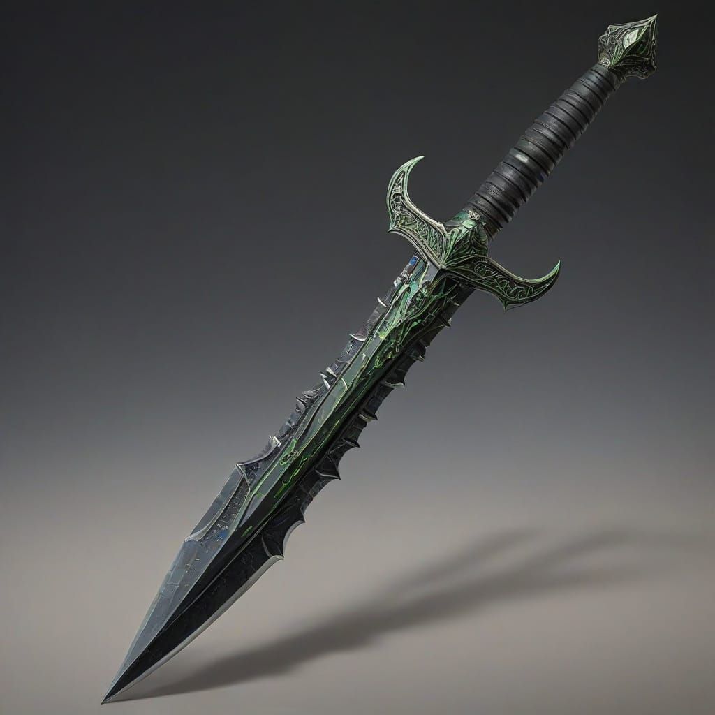 Dark Fantasy Dagger with Poisonous Green Runes