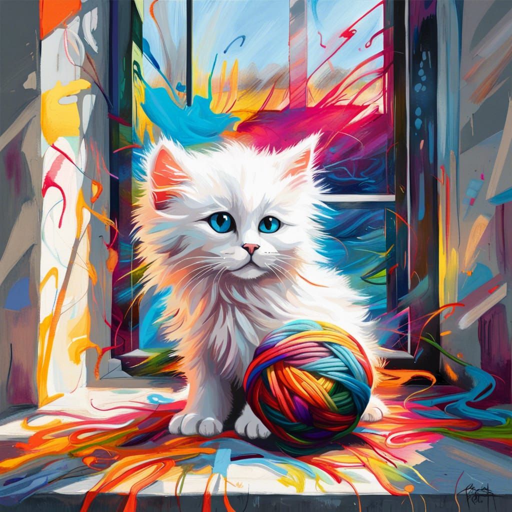Vibrant Street Kitten Mural Unfolds in Splendid Colors