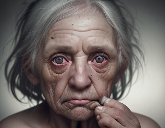 Portrayal of a Distressed Woman in a Close-Up Portrait