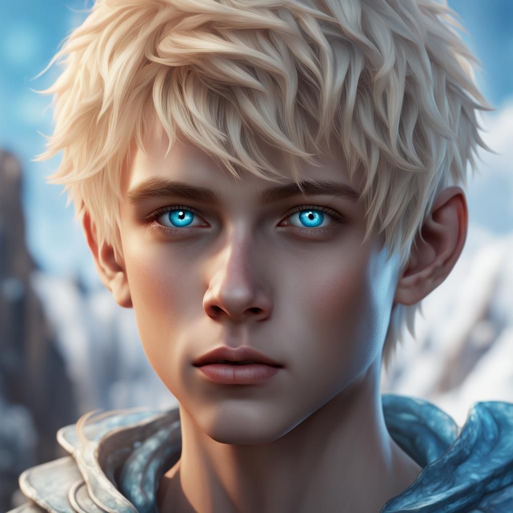 Ethereal Youth in Vibrant Fantasy Realm