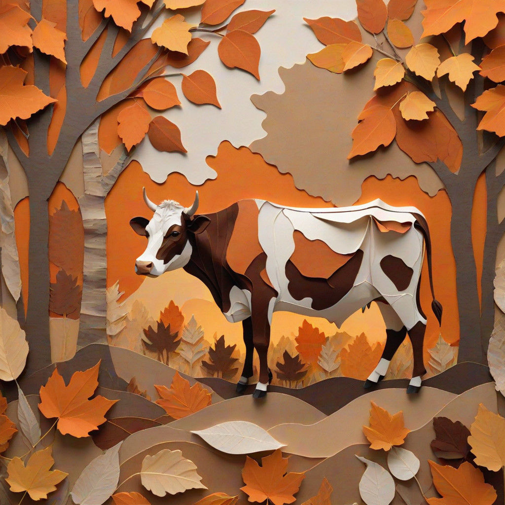 Autumn Cow Still Life in Warm Earth Tones