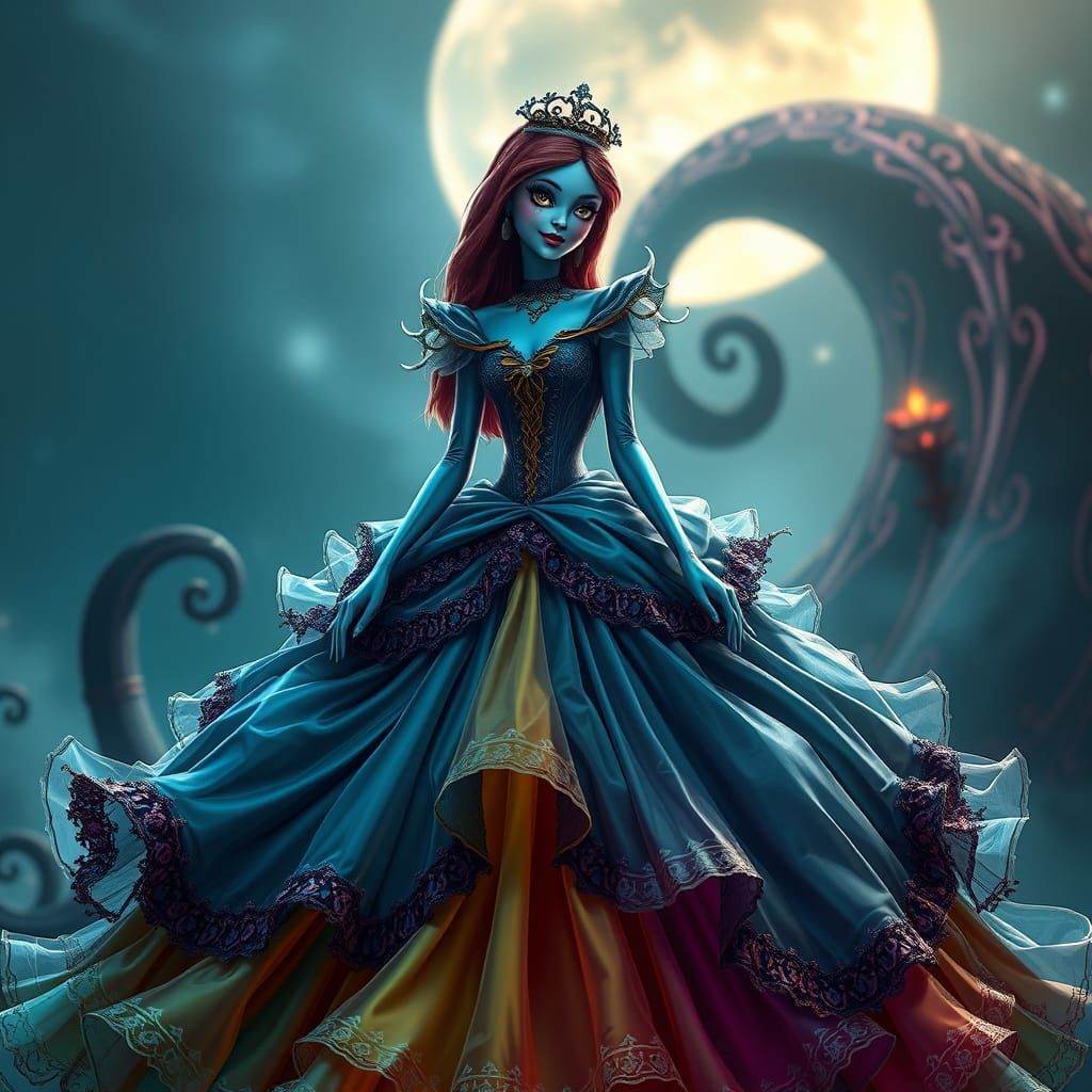 Whimsical Fairy Tale Princess in Vibrant Ball Gown