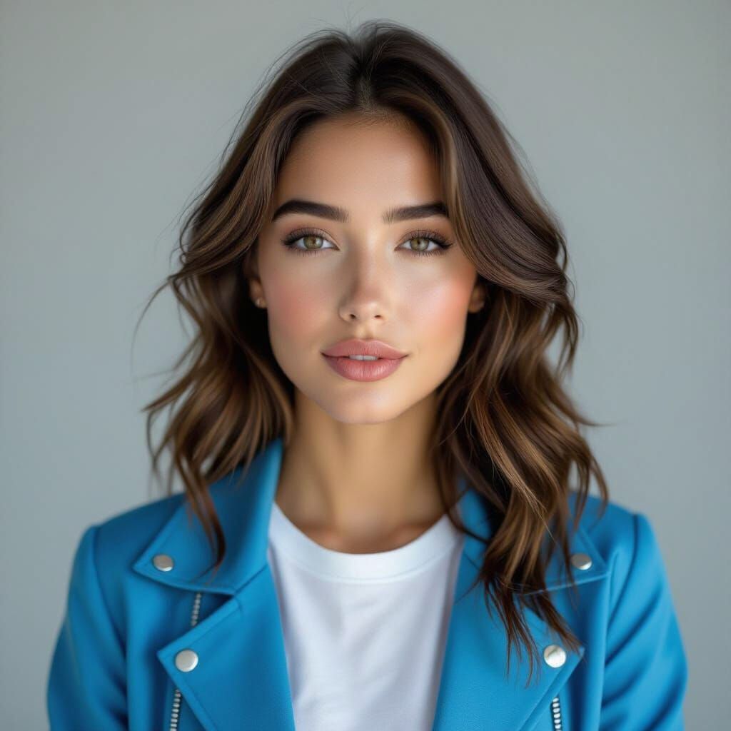 Confident 20-Year-Old Woman in Studio Portrait