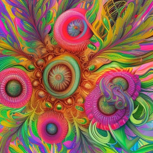 An ultra hd detailed painting of many different types of neon flowers by android jones, earnst haeckel, james jean. beha...