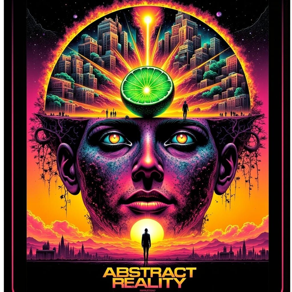 Abstract Reality: A Futuristic, Neon-Lit Dream