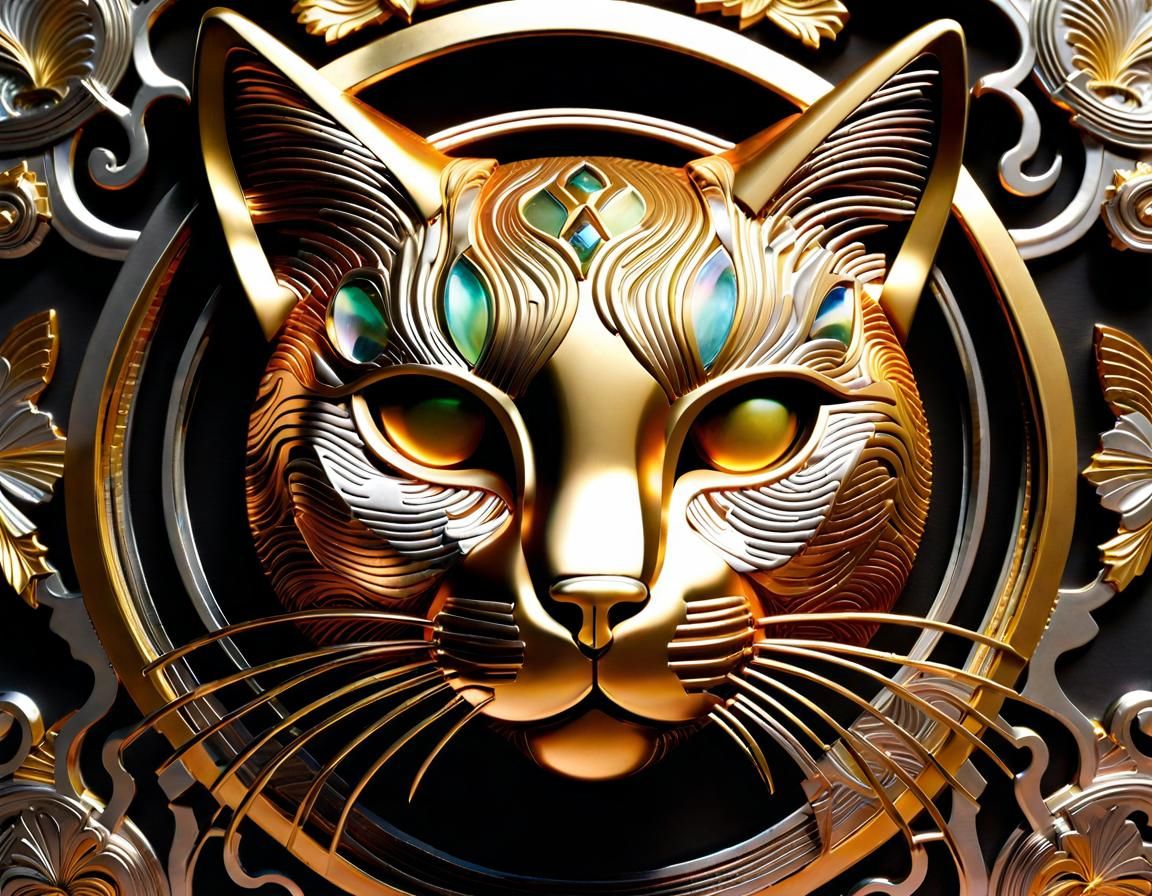 Finnish Style Panel Kitty in Intricate Spectrolite and Metal...