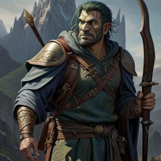 Half-Orc Sorcerer on an Epic Fantasy Journey