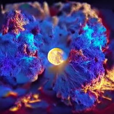 Moon Explodes in Vibrant Ultraviolet Hues 8K 3D Art