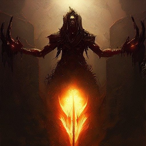 Forgotten God in Dark Cyberpunk Metropolis