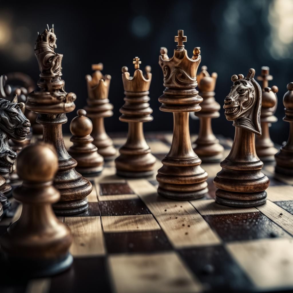Hyperrealistic Chess Battle Unfolds in Cinematic Grandeur
