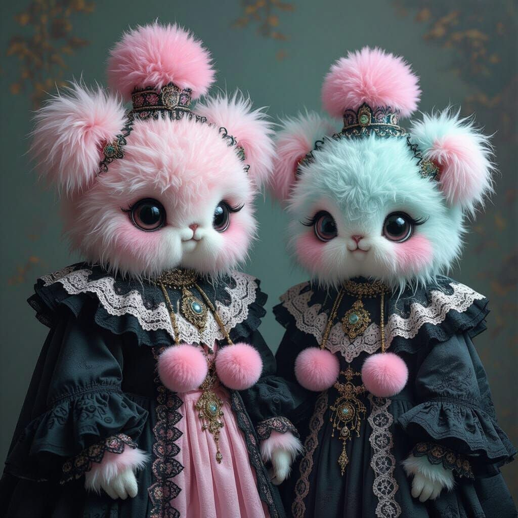 U!tra fluff pompom  cute creepy goth creatures