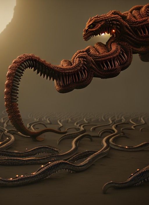 Glowing Centipede Abomination in a Post-Apocalyptic Wastelan...