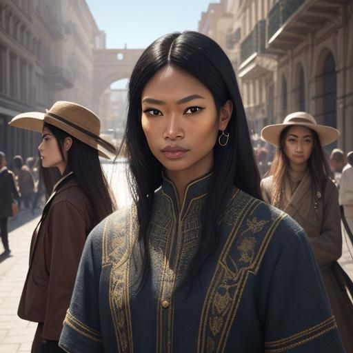 Hyperrealistic Scene of Diverse Individuals in a Bustling Sq...