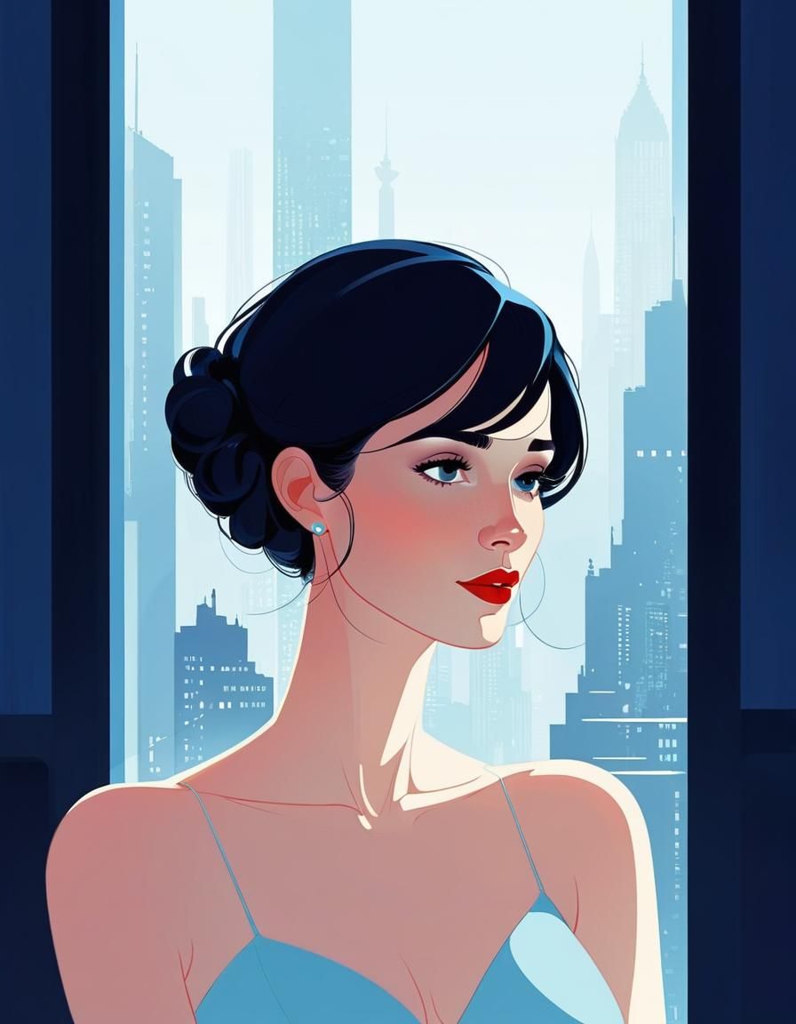 Abstract Cel-Shaded Portrait of Changing Minds