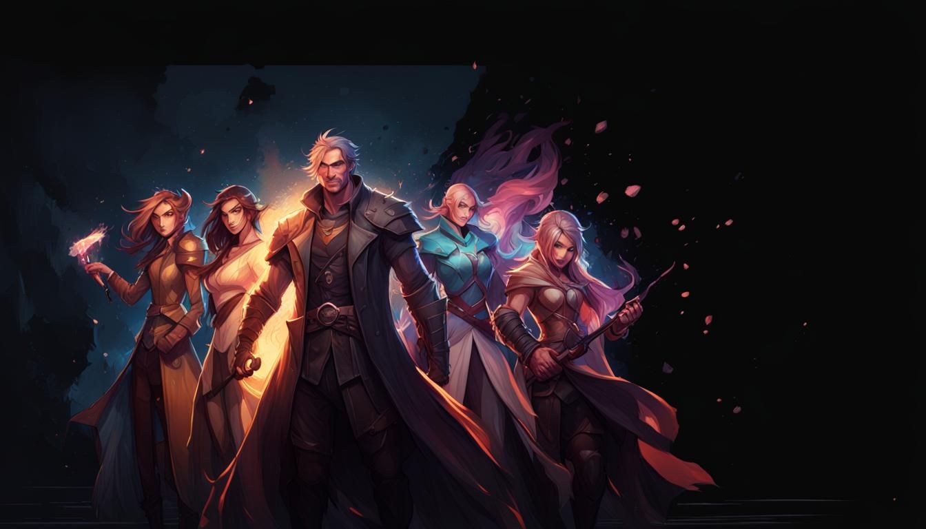 Vibrant Group Portrait in Cartoon Fan Art Style