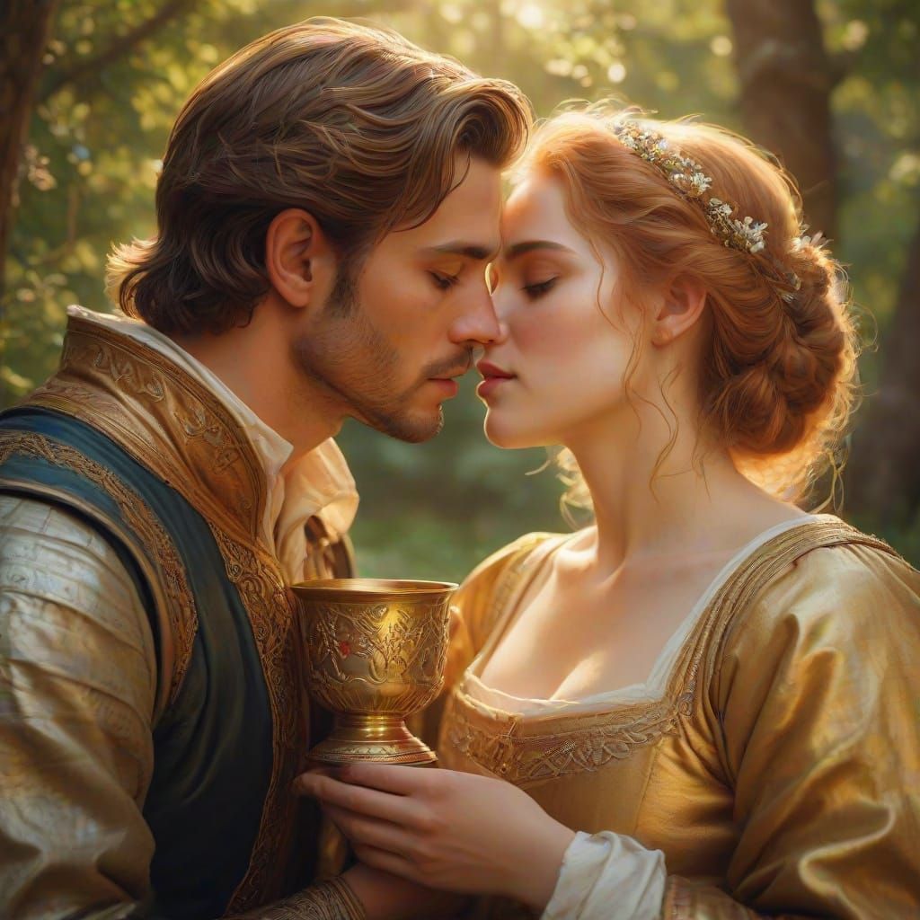 Whimsical Medieval Love in Golden Light