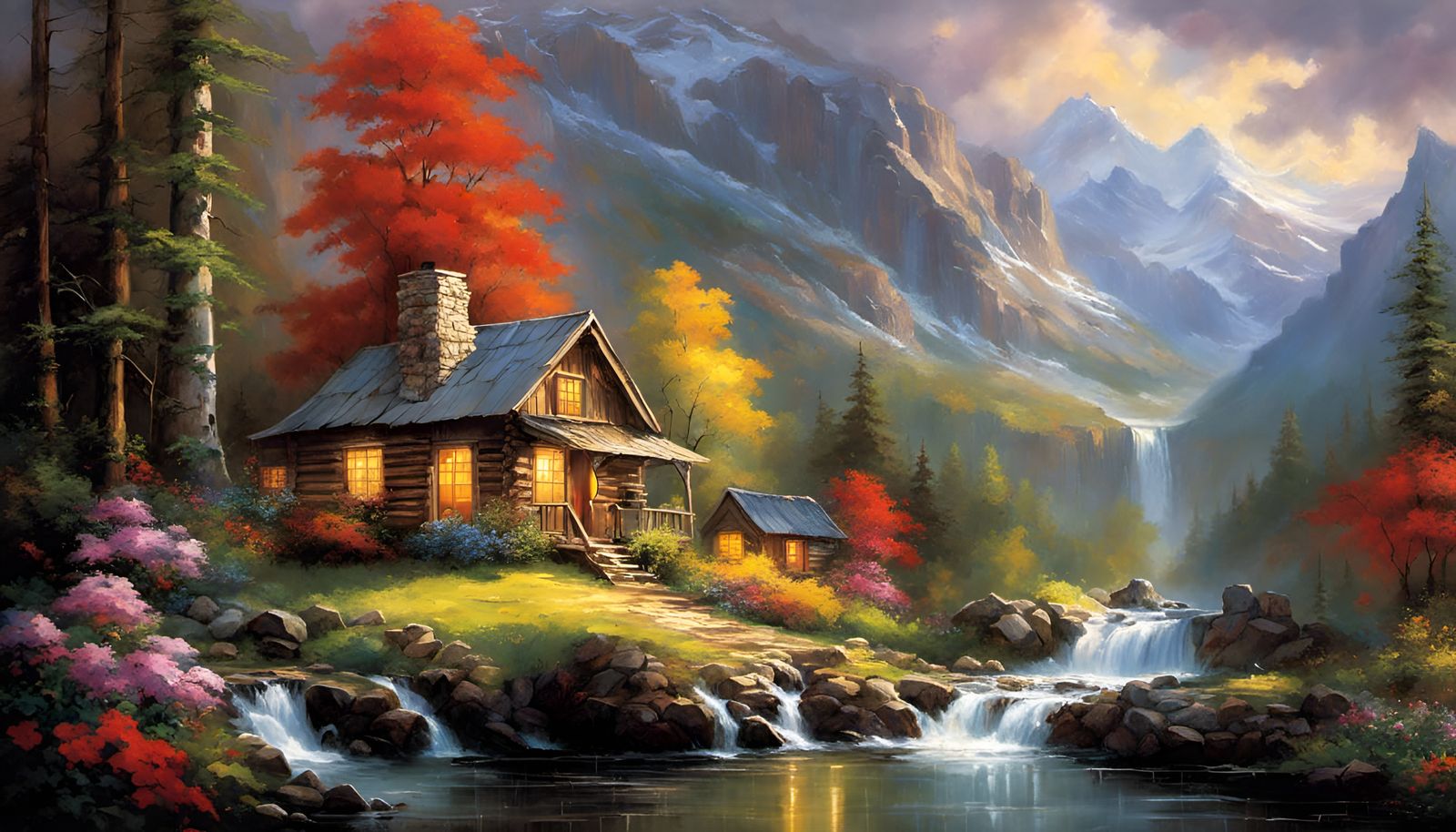 Enchanting Woodland Retreat with Majestic Waterfalls and Wil...