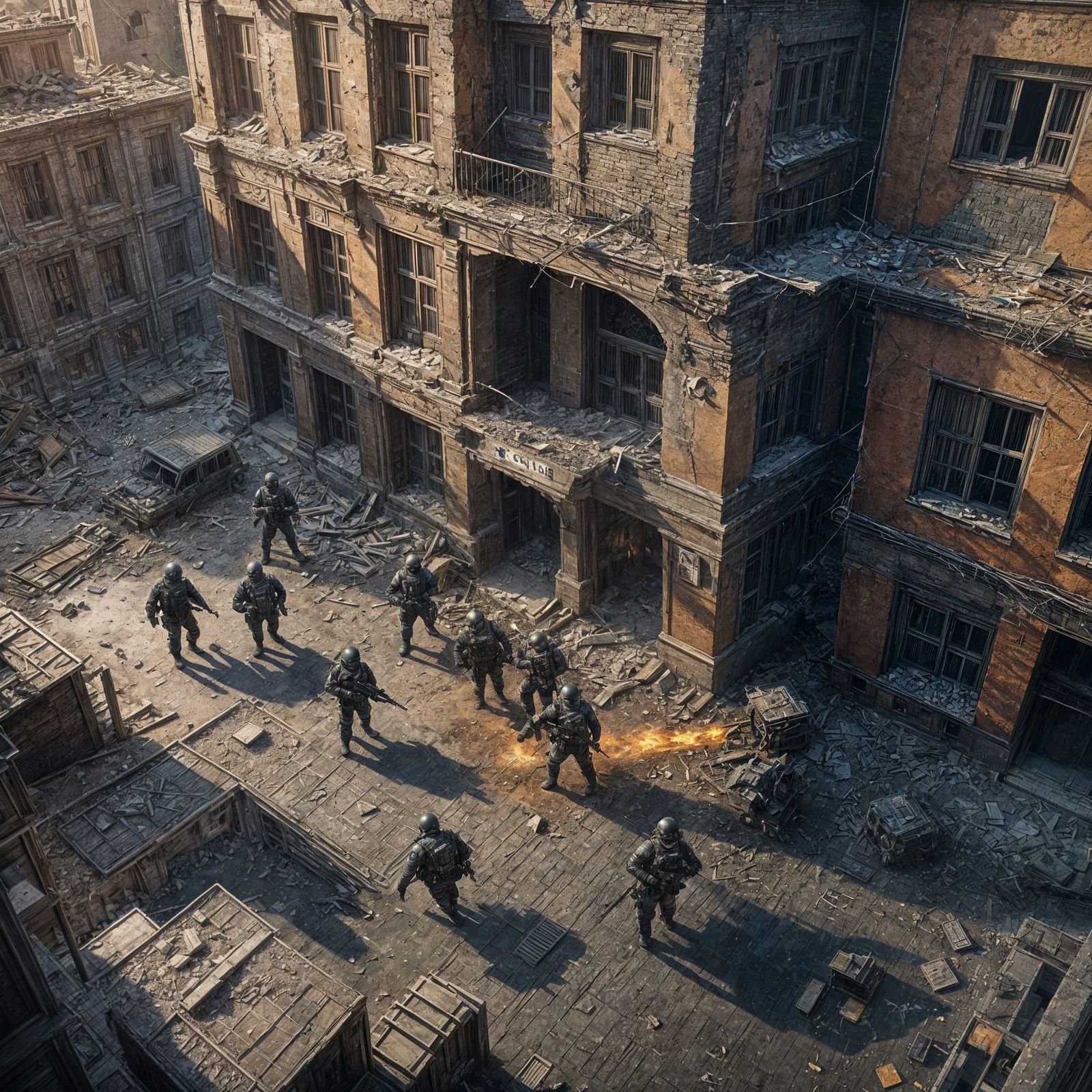 Swat Team Storms a Crumbling Building in Unreal Engine 5