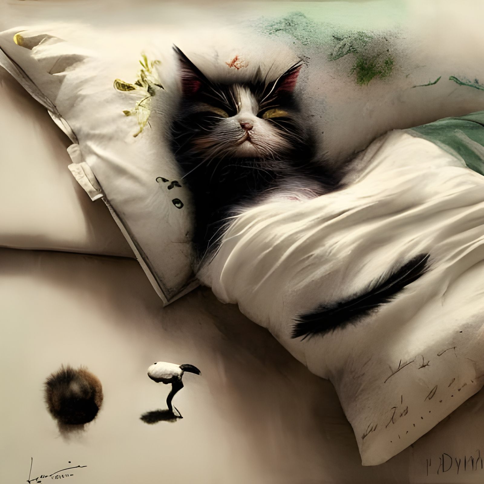 Realistic Feline Portrait on a Lush Velvet Background