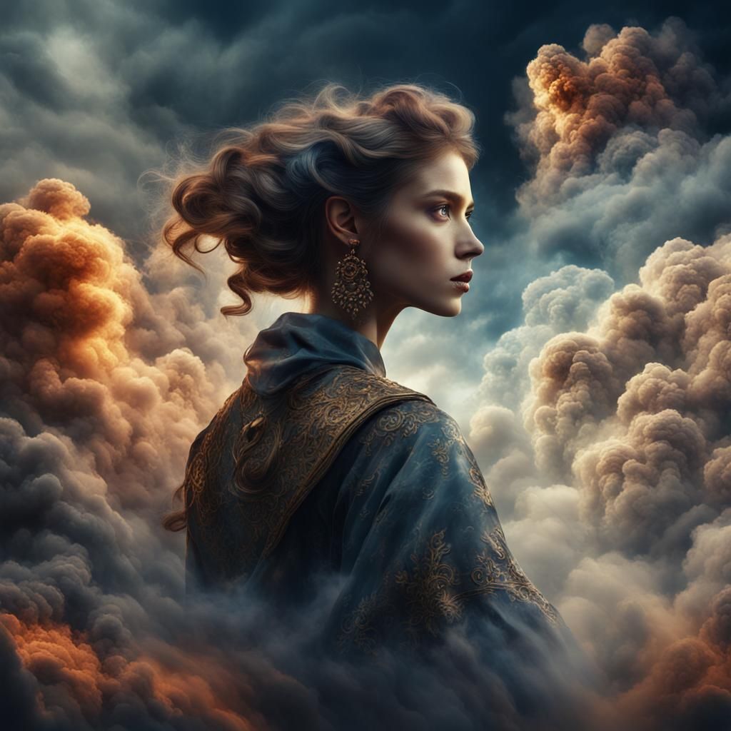 Ethereal Cloud Goddess in a Whimsical Dreamworld